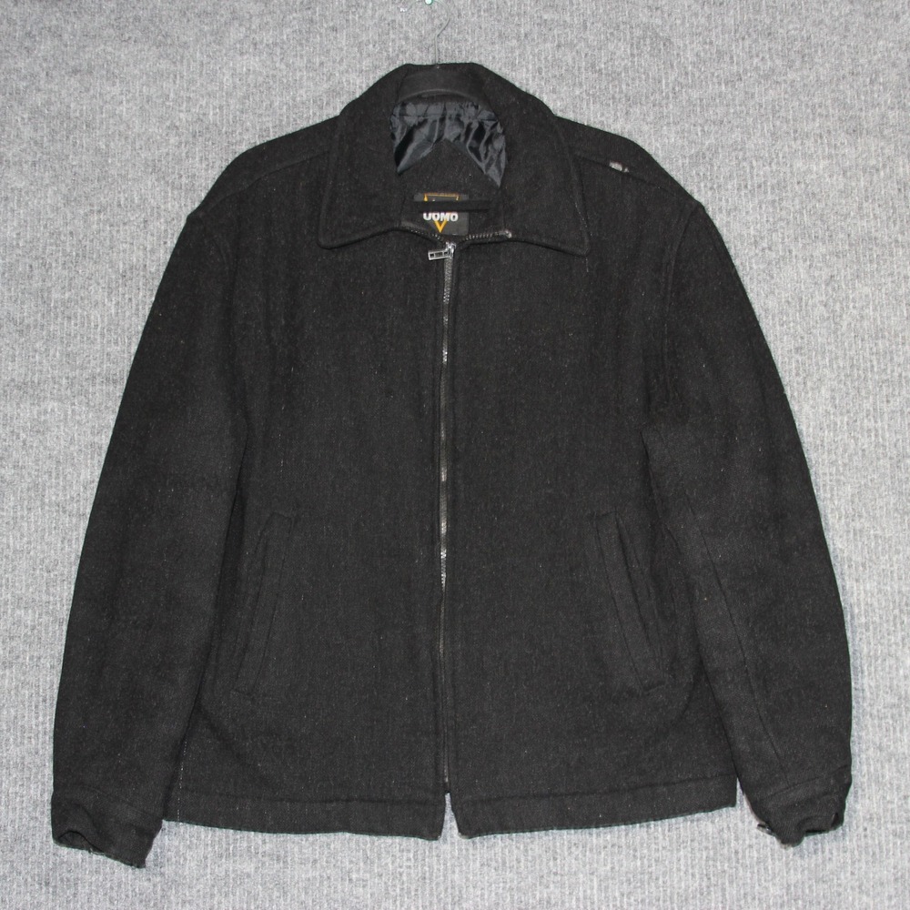 Club Uomo Mens XL Black‎ Wool Blend Jacket Full Zip Collared Casual Coat